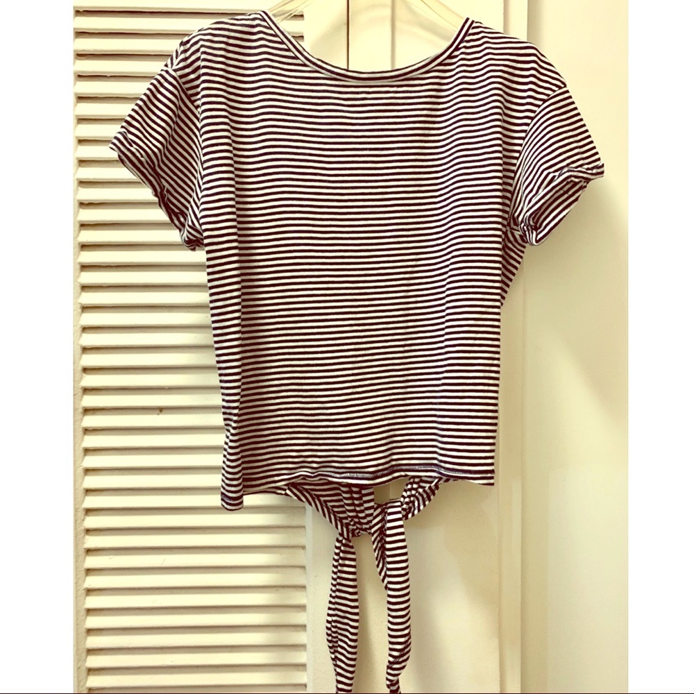 Zara stripe tie back shirt